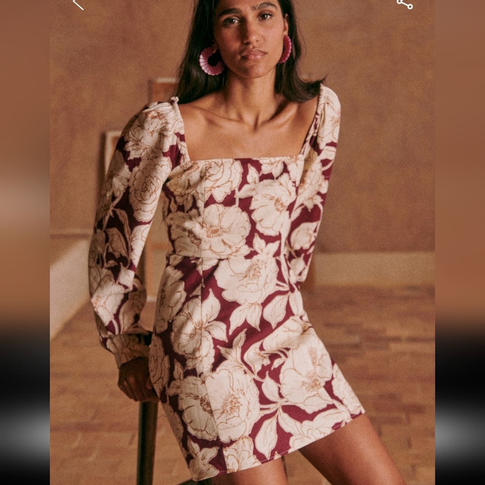 Sezane Carola Floral Long-Sleeve Dress